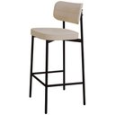 Ver imagem 2 de Kit 05 Banquetas Alta Bar Cozinha Sala de Jantar Aço Preto Kaira C01 Linho Areia - Lyam Decor