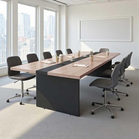 Mesa de Reunião Premium Escritório 3,60m 8 Lugares Nogueira