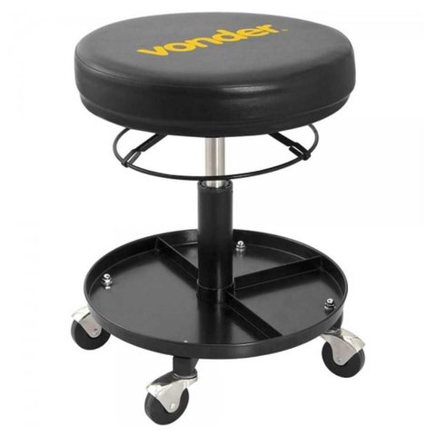 Banqueta Giratória Regulável para Mecânico com Bandeja Porta Ferramentas Preta Vonder