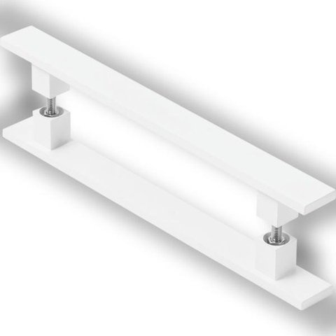 Puxador De Porta Pivotante Barra Chata Duplo Branco 80cm
