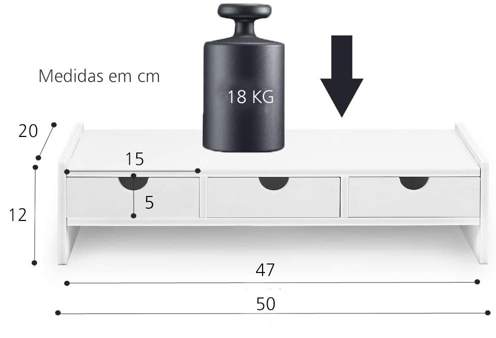 Suporte para Monitor , Prateleira para Computador com 3 Gavetas - 5