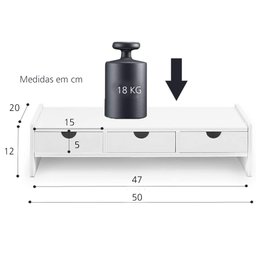 Suporte para Monitor , Prateleira para Computador com 3 Gavetas - 5