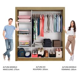 Guarda Roupa Casal Madesa Mônaco 3 Portas de Correr com Espelhos - 5