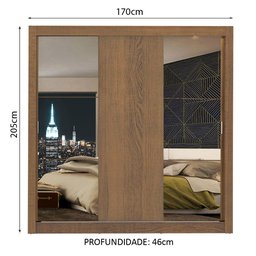 Guarda Roupa Casal Madesa Mônaco 3 Portas de Correr com Espelhos - 4