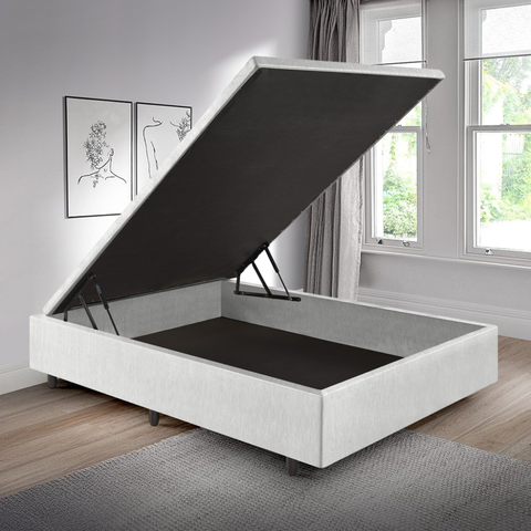 Cama Box Casal com Baú 138x188x42 com Pistão a Gás Courino Linho