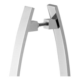 Puxador De Porta Barra Chata Curvo Arco Cromado 80cm - 2