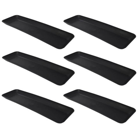 Kit 6 Petisqueiras Retangulares Prato de Petisco Coza Grande Preto