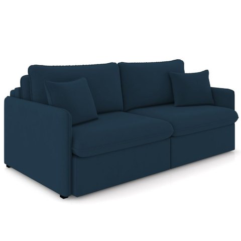 Sofá Cama Retrátil para Sala de Estar 174cm Una K01 Veludo Azul Marinho - Lyam Decor