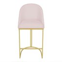 Ver imagem 4 de Kit 08 Banquetas Altas Bela Suede Rosa Bebê Base Metálica Dourada Pallazio