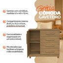 Ver imagem 3 de Gaveteiro Cômoda Grécia 4 Gavetas com Porta e Nichos Organização de Roupas para Quarto - Amêndoa