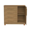 Ver imagem 6 de Gaveteiro Cômoda Grécia 4 Gavetas com Porta e Nichos Organização de Roupas para Quarto - Amêndoa