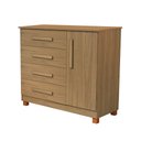 Ver imagem 5 de Gaveteiro Cômoda Grécia 4 Gavetas com Porta e Nichos Organização de Roupas para Quarto - Amêndoa