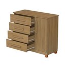 Ver imagem 2 de Gaveteiro Cômoda Grécia 4 Gavetas com Porta e Nichos Organização de Roupas para Quarto - Amêndoa