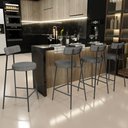 Ver imagem 2 de Kit 03 Banquetas Baixa para Cozinha Sala de Jantar Bar Bancada Milão L02 Linho Mescla Chumbo - lyam