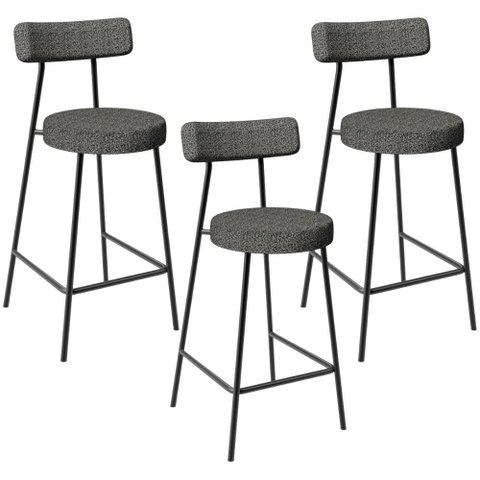 Kit 03 Banquetas Baixa para Cozinha Sala de Jantar Bar Bancada Milão L02 Linho Mescla Chumbo - lyam 