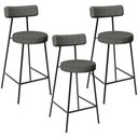 Ver imagem 1 de Kit 03 Banquetas Baixa para Cozinha Sala de Jantar Bar Bancada Milão L02 Linho Mescla Chumbo - lyam