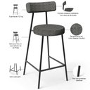 Ver imagem 4 de Kit 03 Banquetas Baixa para Cozinha Sala de Jantar Bar Bancada Milão L02 Linho Mescla Chumbo - lyam