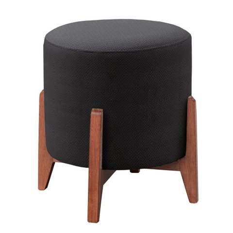 Puff Banqueta Manu Luxo Madeira Maciça Premium Veludo Preto