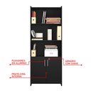 Ver imagem 3 de Armário Alto Livreiro Estante Multiuso Para Escritório Sala Quarto 2 Portas 2 Prateleiras Preta