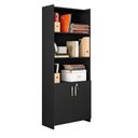 Ver imagem 4 de Armário Alto Livreiro Estante Multiuso Para Escritório Sala Quarto 2 Portas 2 Prateleiras Preta