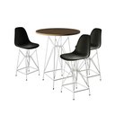 Ver imagem 1 de Jogo Mesa Bistrô Eames Tampo Amêndoa 60Cm 3 Banquetas Preta Base Ferro Branco - Cor: Amendoa
