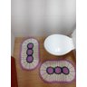 Tapete De Crochê Par Flor Oval Criativa:Lilás - 5