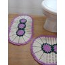 Tapete De Crochê Par Flor Oval Criativa:Lilás - 4