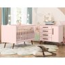 Quarto De Bebê Cômoda e Berço Q Encanto Retro Rosa  - Qmovi - 1