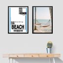 Ver imagem 1 de Kit 2 Quadros Decorativos Praia - Passagem 45x34cm - com Vidro:moldura Branca