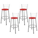 Ver imagem 1 de Banquetas para Cozinha Prata 4un Hawai Assento Vermelho