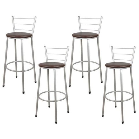 Banquetas para Cozinha Prata 4un Assento Marrom
