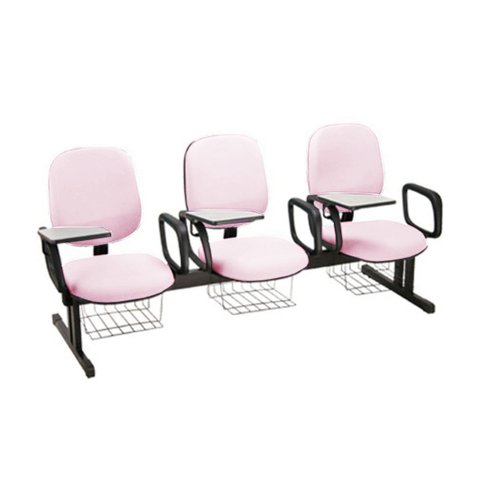 Cadeira em Longarina para Escolas Linha Uno Rosa