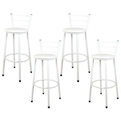 Banquetas para Cozinha Branca 4un Assento Branco