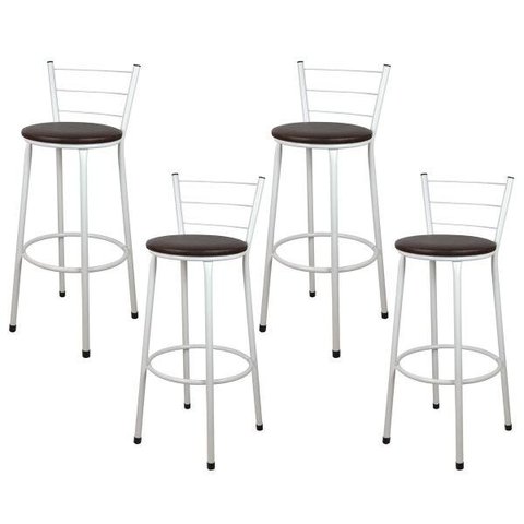 Banquetas para Cozinha Branca 4un Assento Marrom