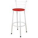 Ver imagem 1 de Banqueta Alta para Cozinha Branca Assento Vermelho