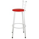 Ver imagem 3 de Banqueta Alta para Cozinha Branca Assento Vermelho
