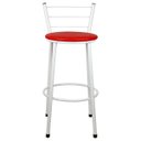 Ver imagem 2 de Banqueta Alta para Cozinha Branca Assento Vermelho