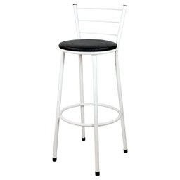 Banqueta Alta para Cozinha Branca Assento Branca - 1