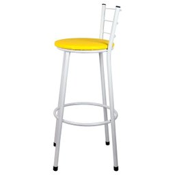 Banqueta Alta para Cozinha Branca Assento Amarelo - 3