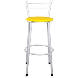 Banqueta Alta para Cozinha Branca Assento Amarelo - 2