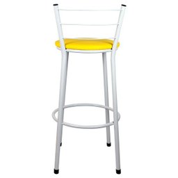 Banqueta Alta para Cozinha Branca Assento Amarelo - 4