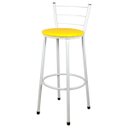 Ver imagem 1 de Banqueta Alta para Cozinha Branca Assento Amarelo