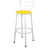 Banqueta Alta para Cozinha Branca Assento Amarelo - 1