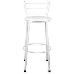 Banqueta Alta para Cozinha Branca Assento Branco - 2