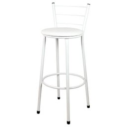 Banqueta Alta para Cozinha Branca Assento Branco - 1