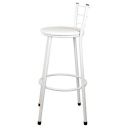 Banqueta Alta para Cozinha Branca Assento Branco - 3