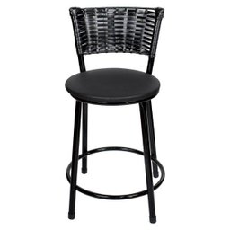 Banqueta Baixa para Cozinha Hawai Preto Assento Preto - 2