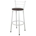 Ver imagem 1 de Banqueta Alta para Cozinha Branca Assento Marrom