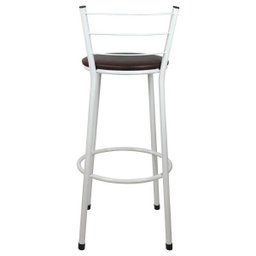Banqueta Alta para Cozinha Branca Assento Marrom - 4