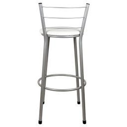 Banqueta Alta para Cozinha Prata Assento Branco - 4